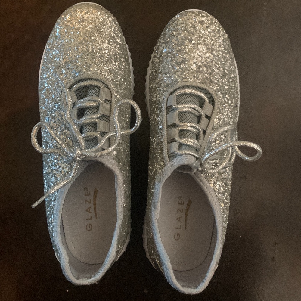 Silver sequin sneakers
